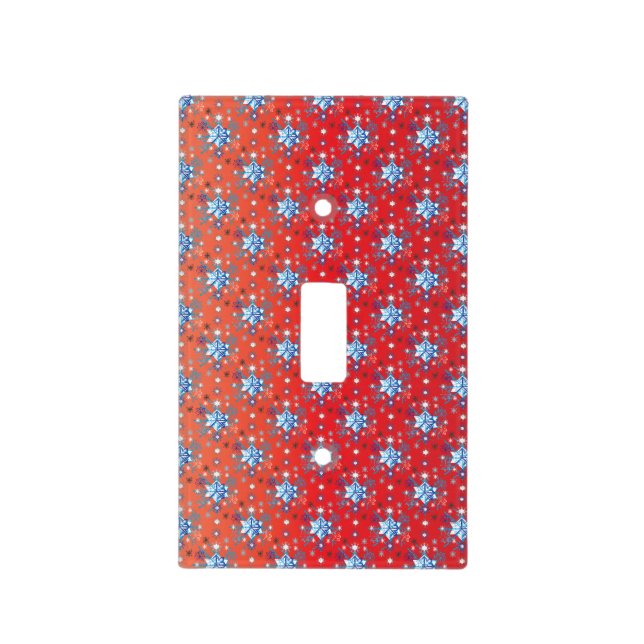 Abstract red and blue Christmas snowflakes Light Switch Cover (Front)