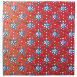 Abstract red and blue Christmas snowflakes Napkin