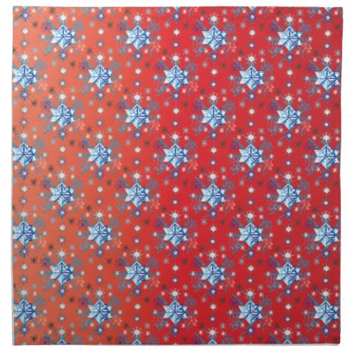 Abstract red and blue Christmas snowflakes Napkin