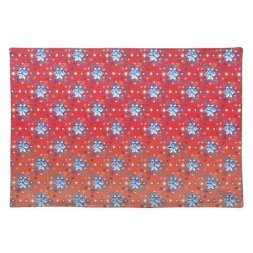 Abstract red and blue Christmas snowflakes Placemat