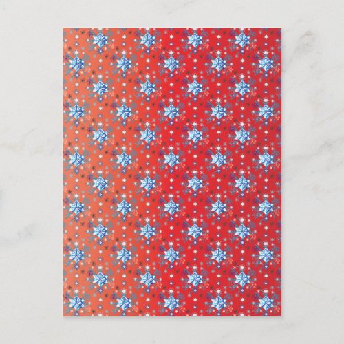 Abstract red and blue Christmas snowflakes Postcard