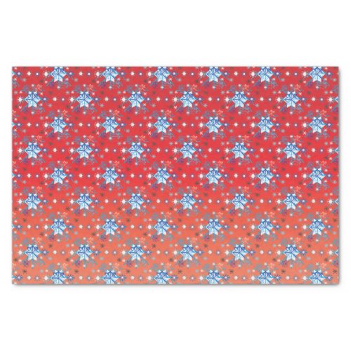 Abstract red and blue Christmas snowflakes Tissue Paper