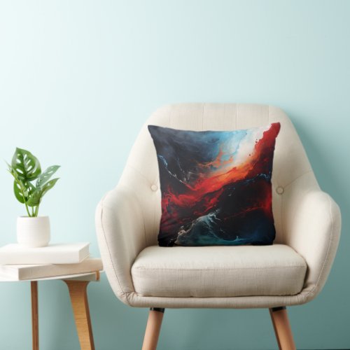 Abstract Red and Blue Throw Pillow