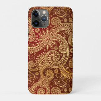 Abstract Red and Gold Floral Pattern iPhone 11 Pro Case
