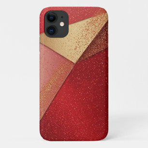 Abstract Red and Gold Geometric Design iPhone 11 Case