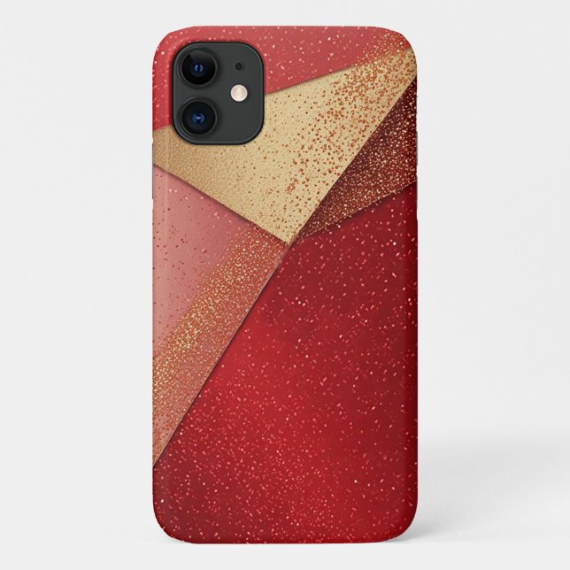 Abstract Red and Gold Geometric Design Case-Mate iPhone Case (Back)