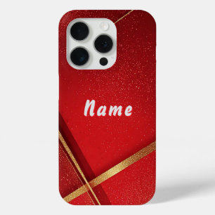 Abstract Red and Gold Geometric Design iPhone 15 Pro Case