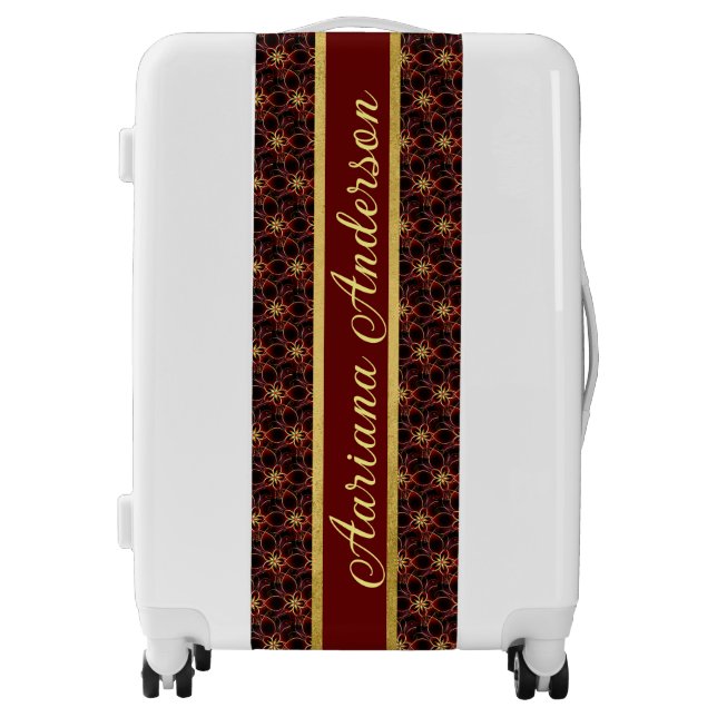 Abstract Red And Gold Seamless Pattern Floral Luggage (Front)