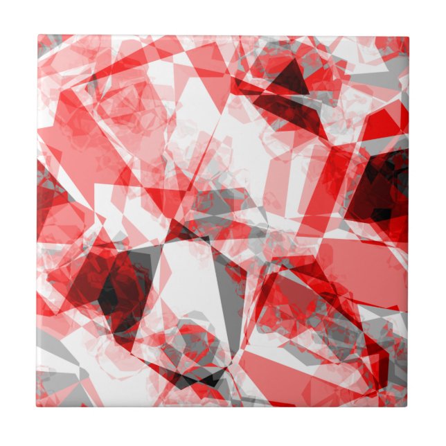 Abstract Red and Gray Geometric Pattern Tile (Front)
