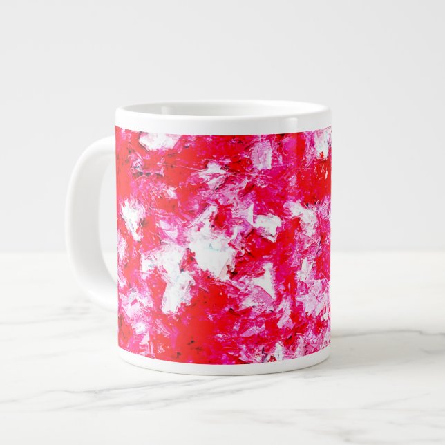 Abstract Red and Pink Giant Coffee Mug (Front Left)