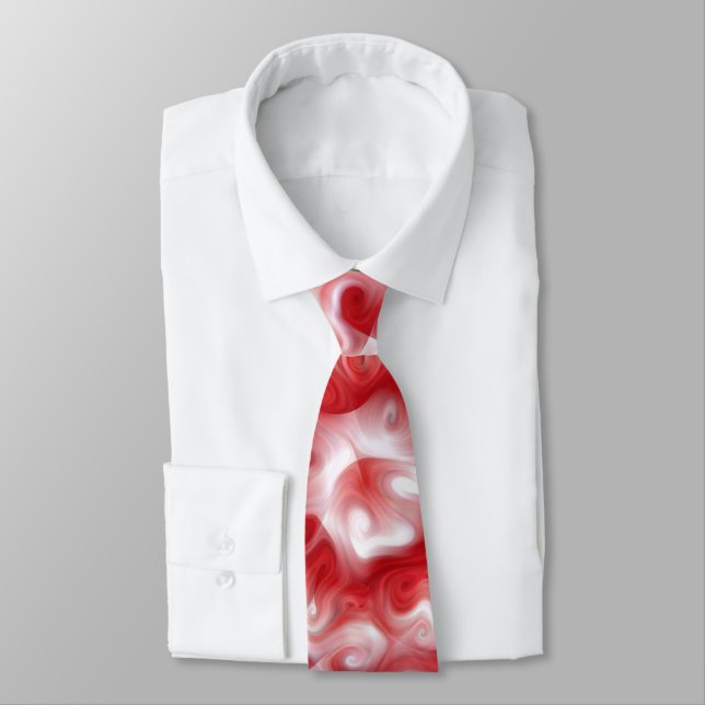 Abstract Red and Pink Swirls Neck Tie (Tied)