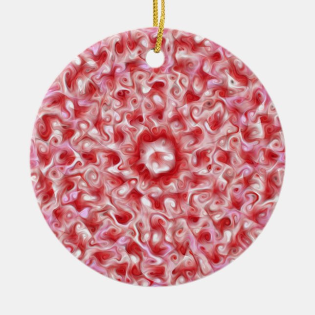 Abstract Red and Pink Swirls Ornament (Front)