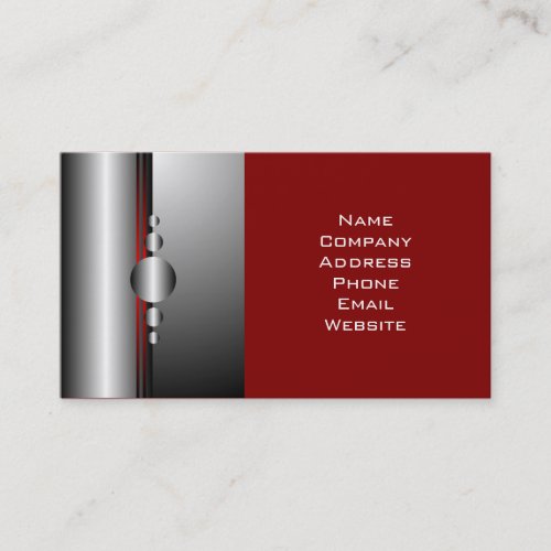 Abstract Red and Silver Metal Look Business Card