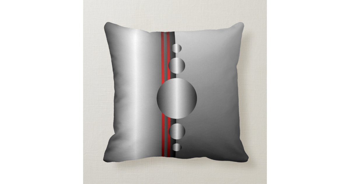 Abstract Red And Silver Metal Look Throw Pillow Zazzle Com