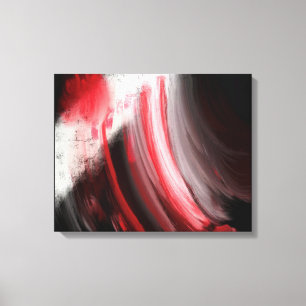Abstract red and white brush strokes black canvas