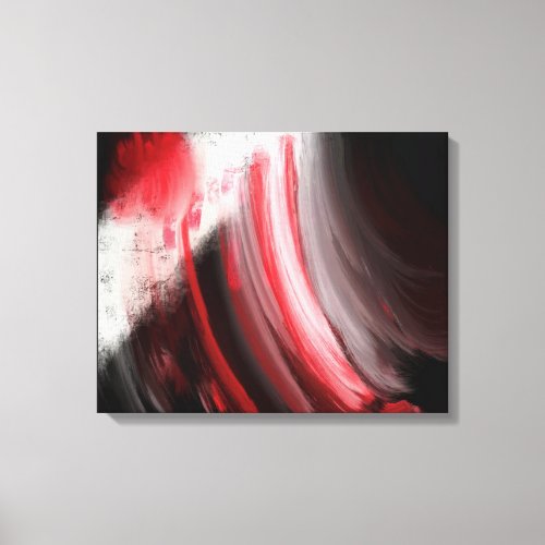 Abstract red and white brush strokes black canvas