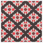 Abstract Red and White Floral Pattern Fabric