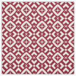 Abstract Red and White Geometric Pattern Fabric