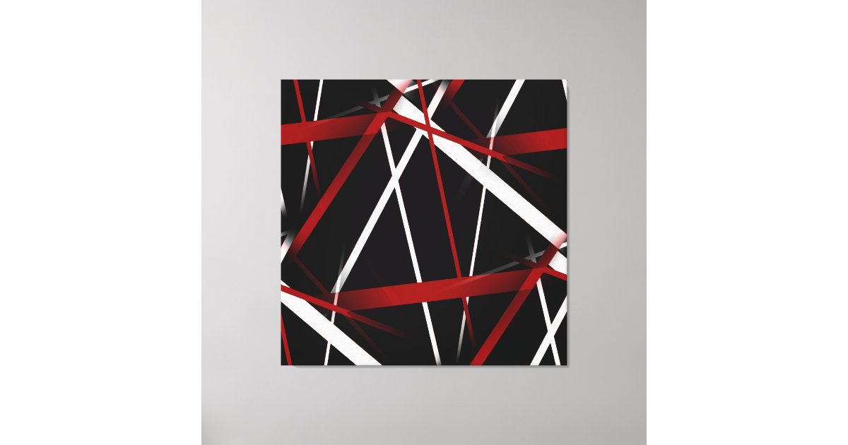 Abstract Red and White Lines On Black Background P Canvas Print | Zazzle