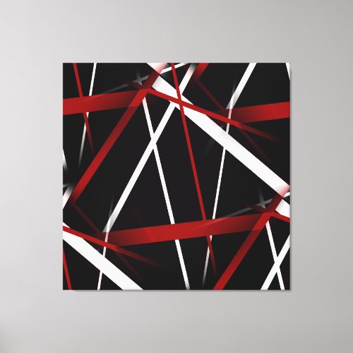 Abstract Red and White Lines On Black Background P Canvas Print