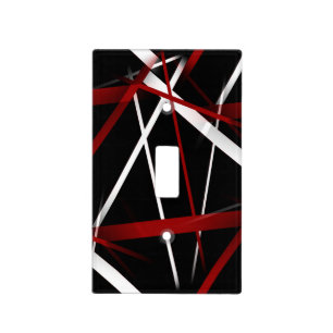 Abstract Red and White Lines On Black Background P Light Switch Cover