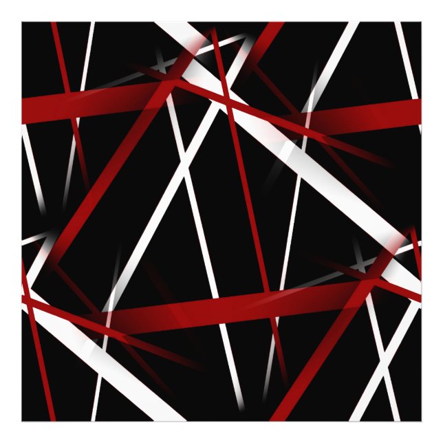 Abstract Red and White Lines On Black Background P Photo Print (Front)
