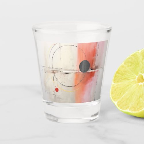 Abstract Red and White Shot Glass