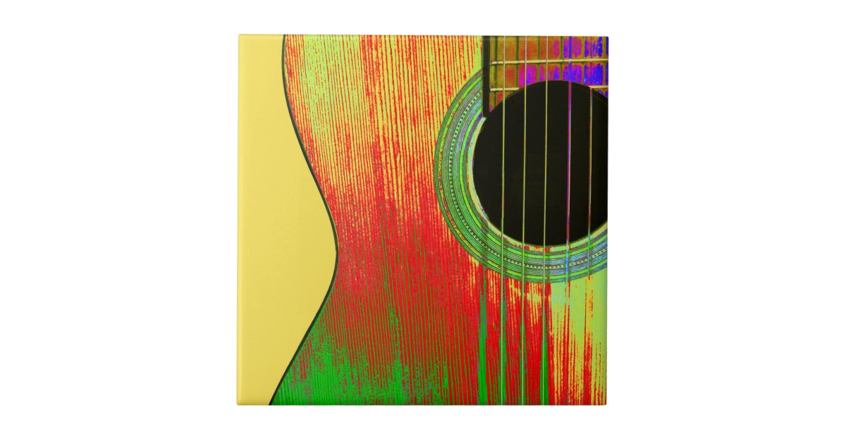 Abstract Red And Yellow Acoustic Guitar Ceramic Tile Zazzle Com