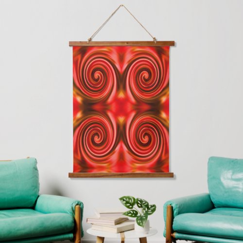 Abstract Red And Yellow Swirls Colors  Hanging Tapestry