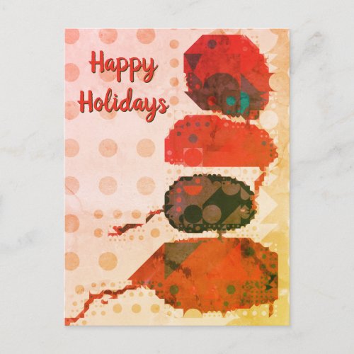 Abstract Red Beige Digital Art Happy Holidays Postcard
