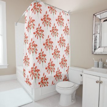 Abstract Red Berries Botanical Shower Curtain by angelandspot at Zazzle