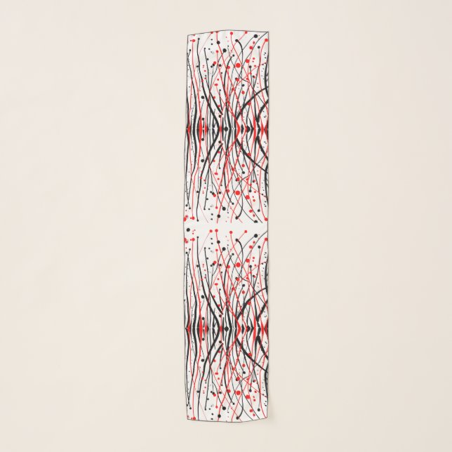 Abstract Red, black and white pattern  Scarf (Front)
