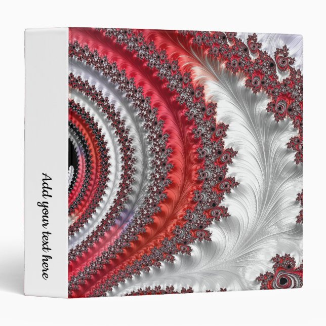 Abstract Red Black Gradient Spiral Fractal 3 Ring Binder (Front/Spine)
