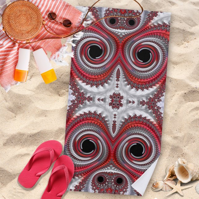 Abstract Red Black Gradient Spiral Fractal Beach Towel (Creator Uploaded)