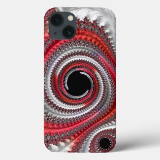 Abstract Red Black Gradient Spiral Fractal