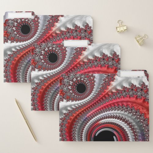 Abstract Red Black Gradient Spiral Fractal File Folder