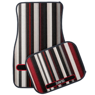 Abstract Red Black Lines Trendy Collection Car Floor Mat