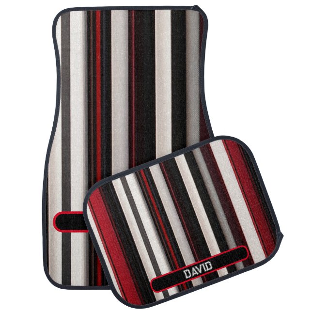 Abstract Red Black Lines Trendy Collection Car Floor Mat (Set)