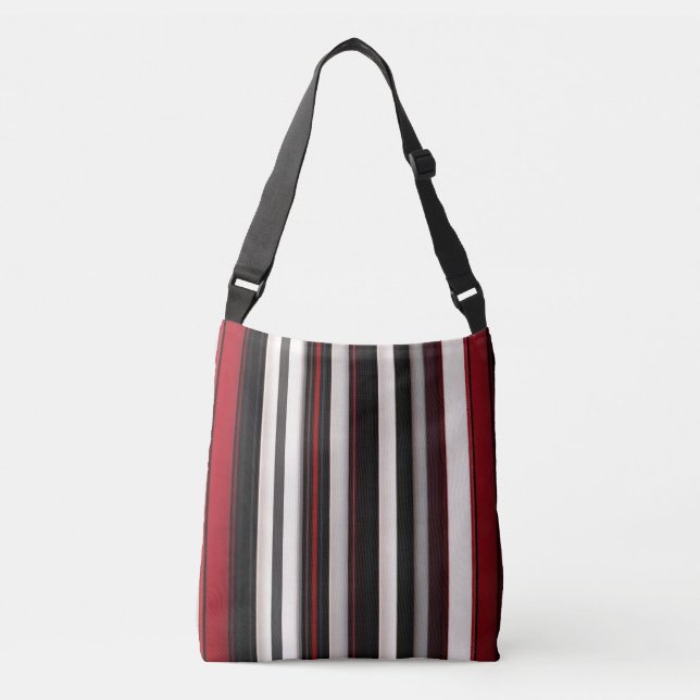 Abstract Red Black Lines Trendy Collection Crossbody Bag (Front)