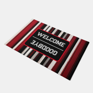 Abstract Red Black Lines Trendy Collection Doormat