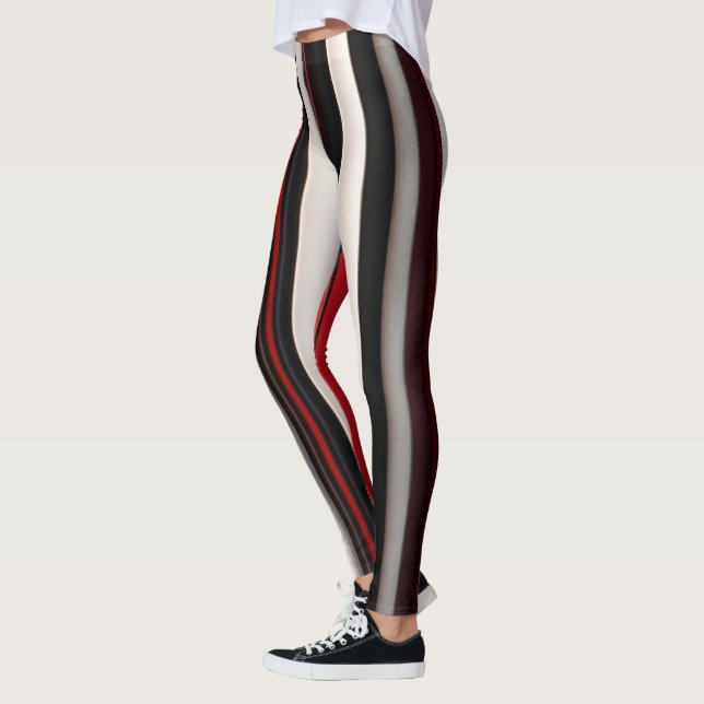Abstract Red Black Lines Trendy Collection Leggings (Left)