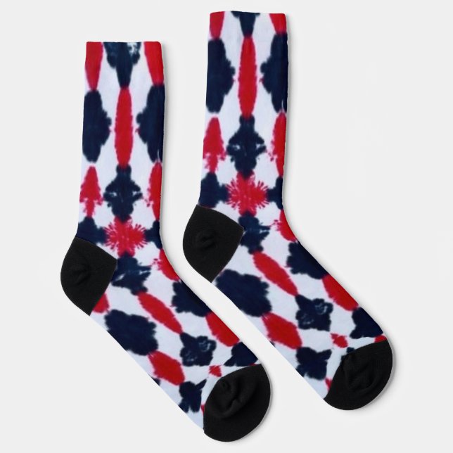 Abstract Red Black Modern Crew Socks (Right)