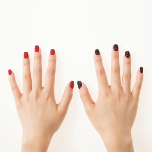 Abstract Red  Black Nail Art 2 sets