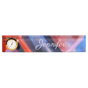 Abstract Red Black Pink Blue Name personalized Desk Name Plate