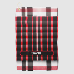 Abstract Red Black Plaid Modern Collection Golf Towel