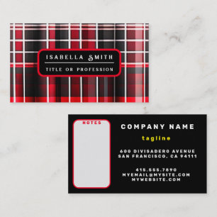 Abstract Red Black Plaid Popular Collection Business Card