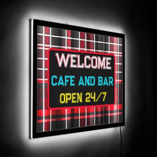 Abstract Red Black Plaid Popular Collection LED Sign