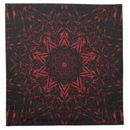 Abstract Red Black Round Star Flower Kaleidoscope Napkin