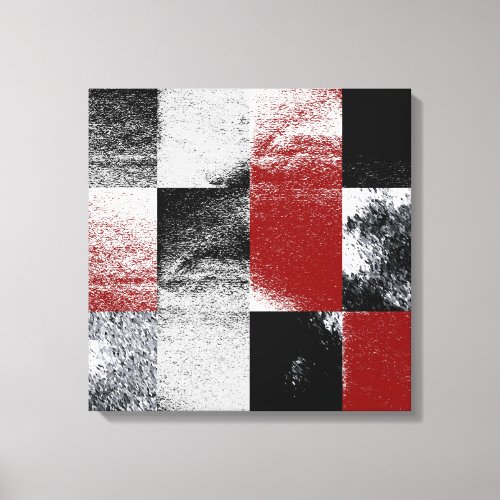 Abstract Red Black Stone Finish Collage Artwork Canvas Print