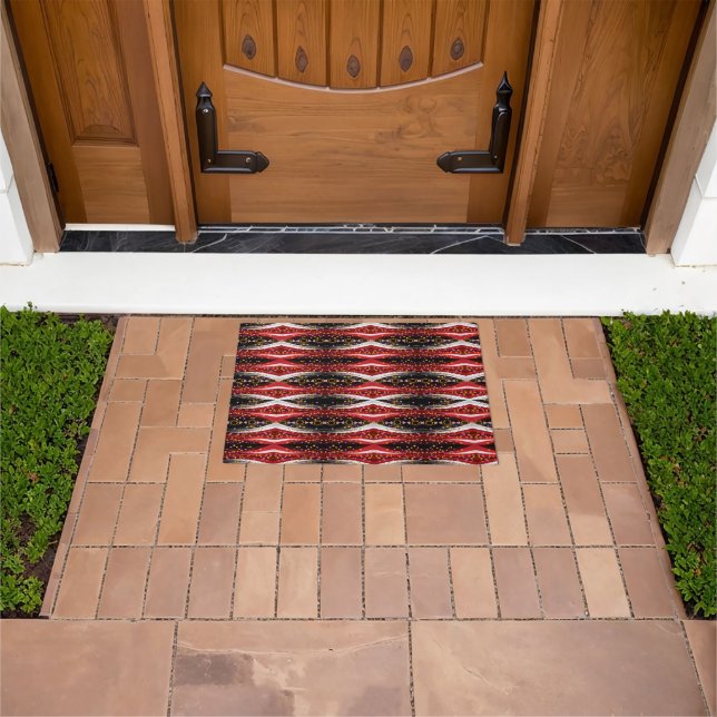 Abstract Red Black White Door Mat (Outdoor)